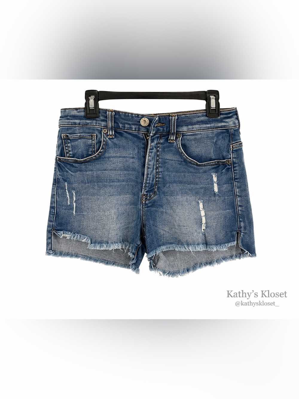 Express Distressed Blue Denim Shorts